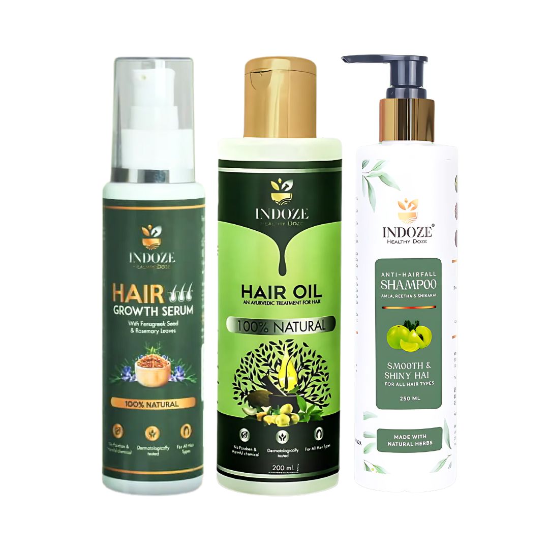 Indoze : Perfect Hair Care Combo (Hair Oil + Hair Serum + Hair Shampoo