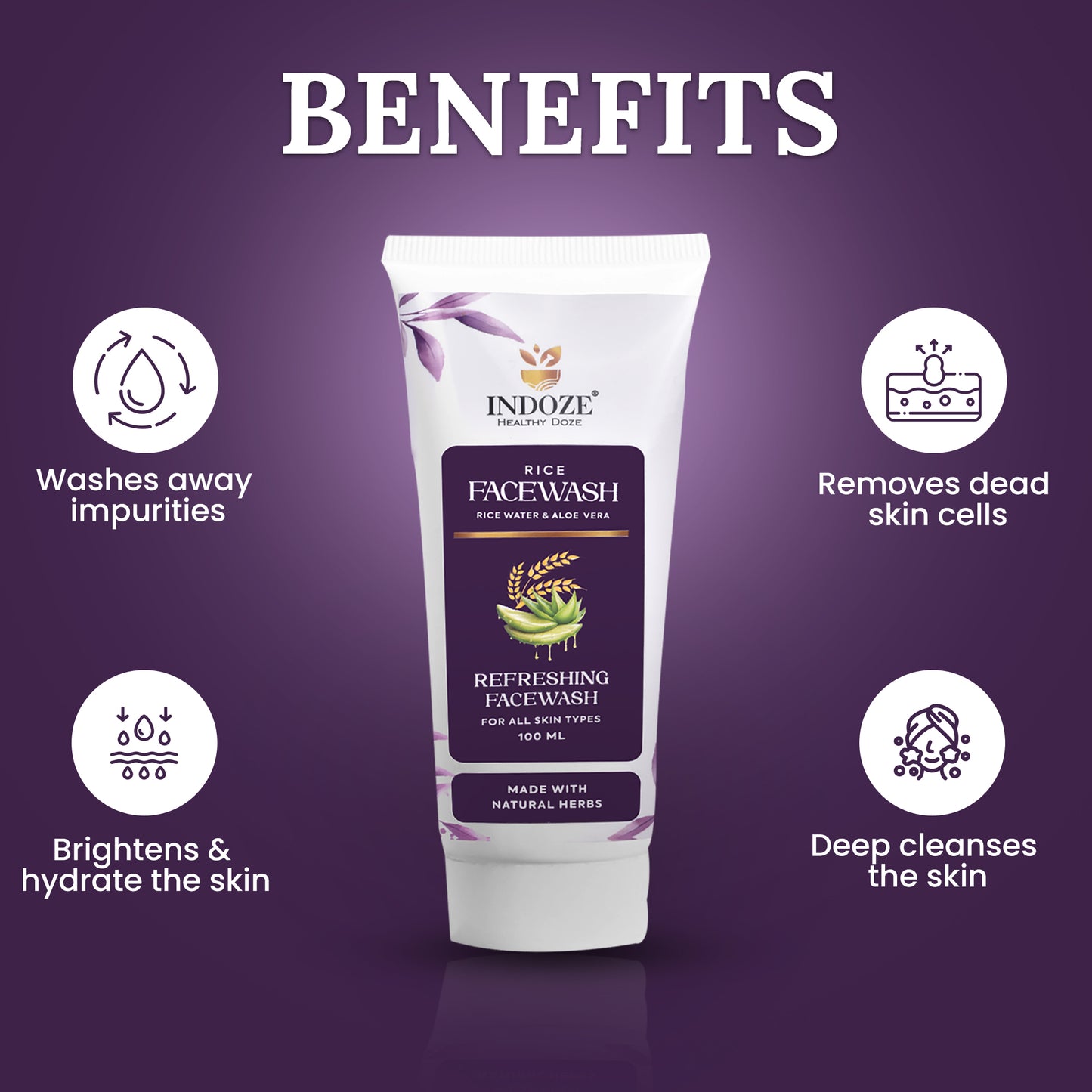 Indoze Refreshing Rice Face Wash