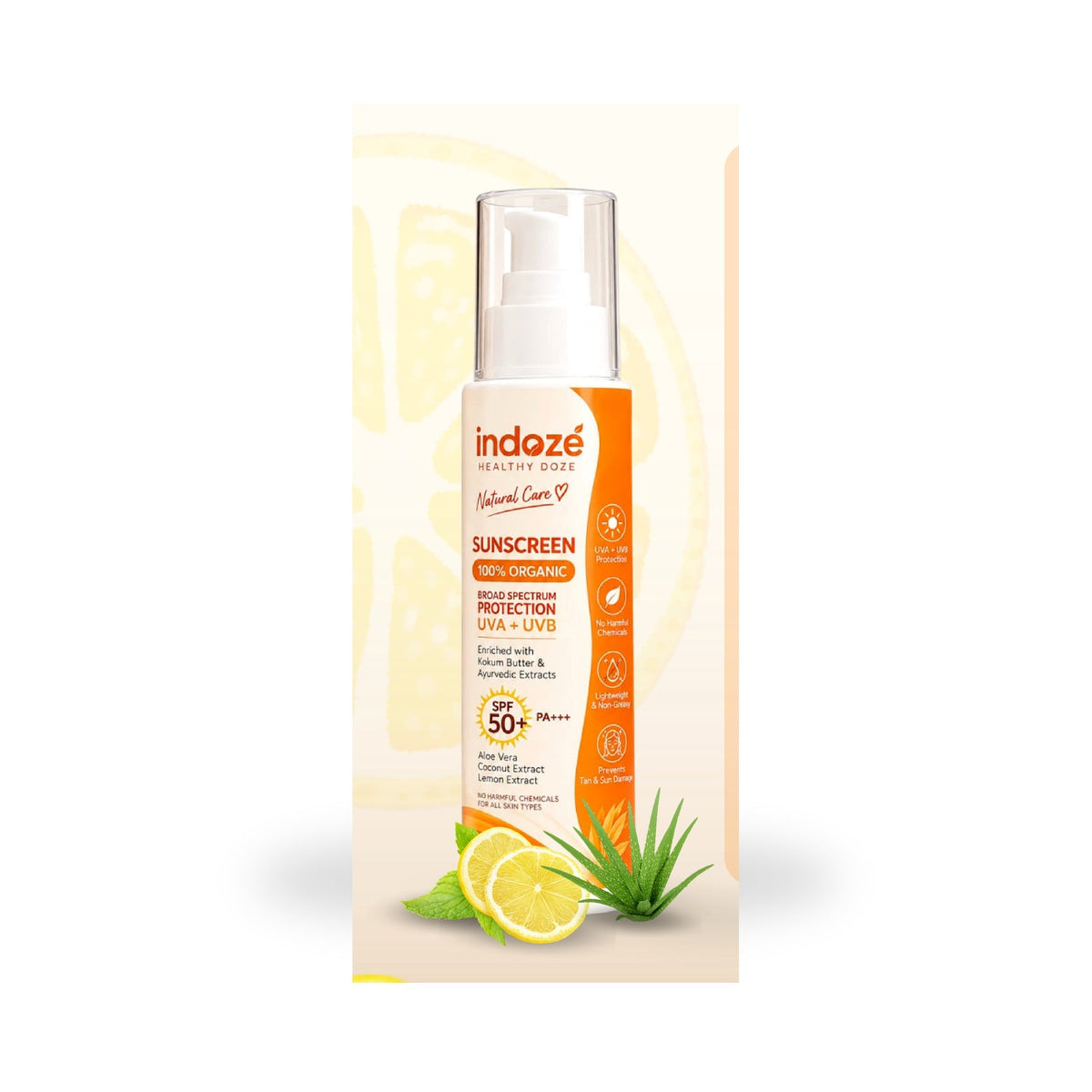 Indoze SPF 50 PA+++ Sunscreen 100ml — professional image 1